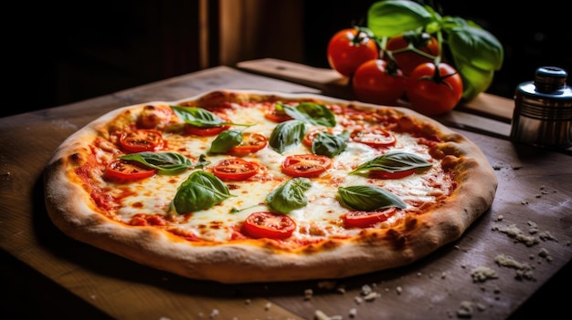 Pizza italiana casera fresca margherita con mozzarella y albahaca Inteligencia artificial generativa