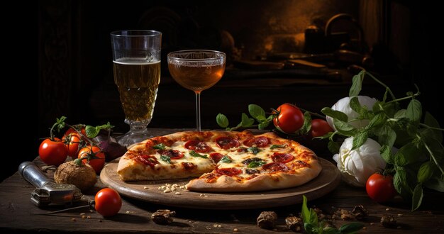 Pizza italiana casera fresca