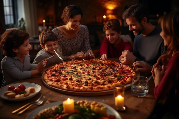 Pizza italiana deliciosa Um jantar em família perfeito IA generativa