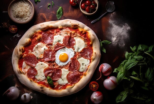 Foto pizza italiana hecha a mano con harina