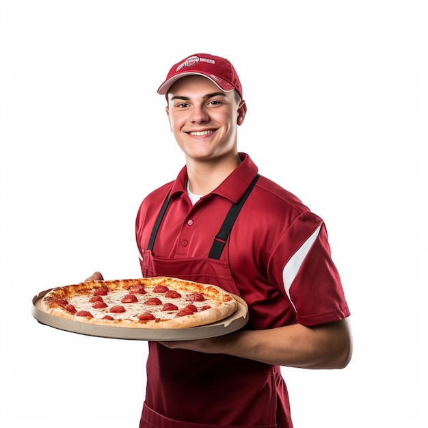 Pizza-Junge Lebensmittellieferant Mahlzeit glücklich essen junge Hintergrund-Box leckeres Abendessen süß schnell