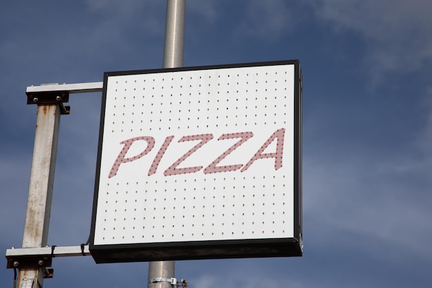 Pizza Leuchtreklame Text Hintergrundbild Restaurant Pizzeria zum Mitnehmen