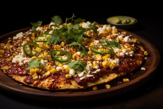 Pizza de maíz de la calle mexicana con queso Cotija Lime