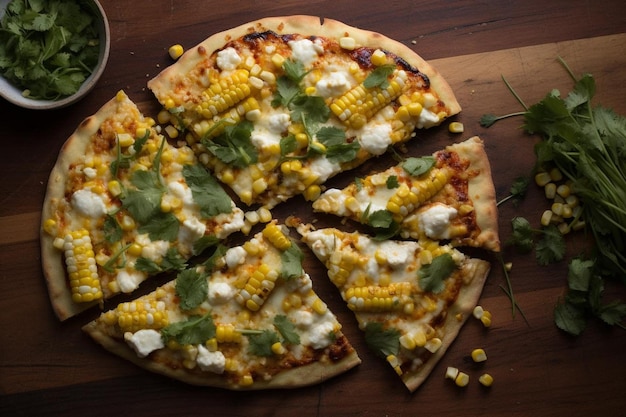 Pizza de maíz de la calle mexicana con queso Cotija Lime