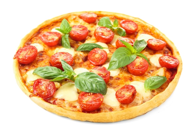 Pizza Margarita isoliert auf Weiß