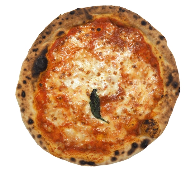 Pizza Margherita comida aislada sobre blanco