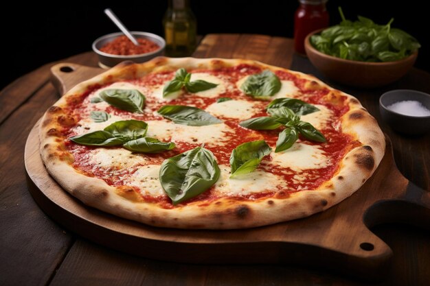 Pizza Margherita con una pizca de pimienta negra triturada en la corteza