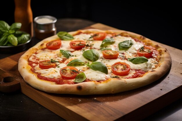 Pizza Margherita con una pizca de pimienta negra triturada en la corteza