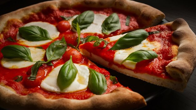 Pizza Margherita con queso, albahaca y mozzarella