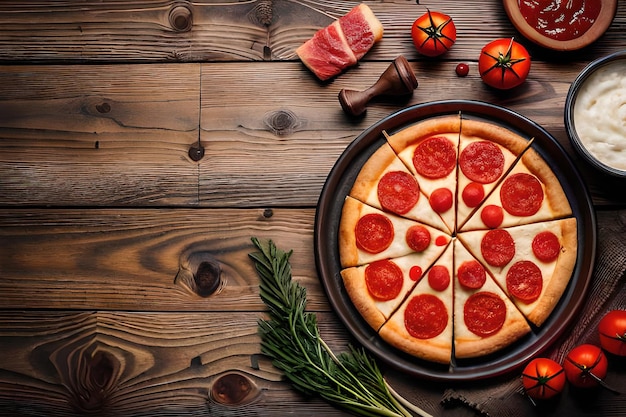 pizza en la mesa con verduras