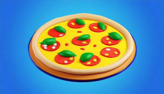 Foto una pizza se muestra en un fondo azul