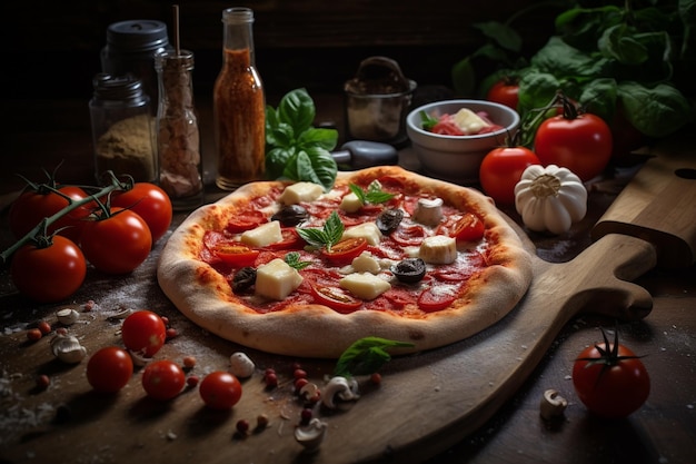 Foto pizza de nápoles con verduras