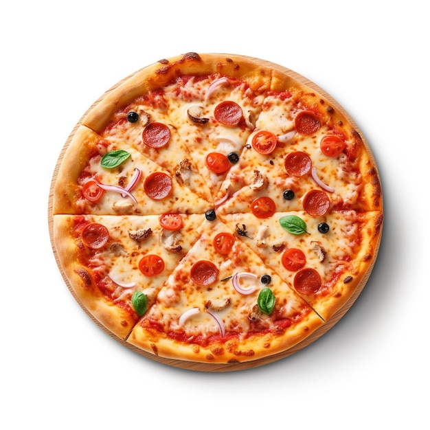 Pizza no fundo branco