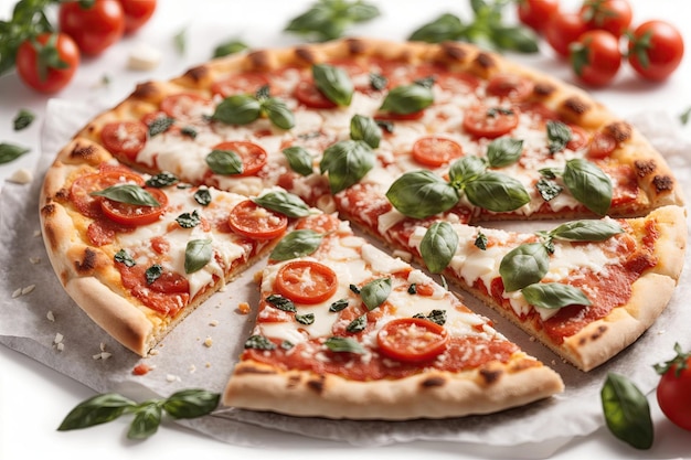 Pizza de pepperoni clásica sobre un fondo de mesa