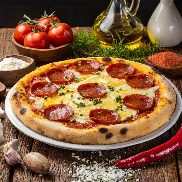 Foto la pizza de pepperoni y la pizza de calabresa