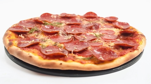 Una pizza de pepperoni con queso y pepperoni encima