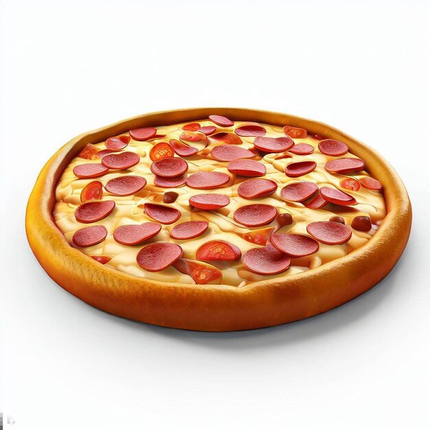 Pizza Pepperoni realista em fundo branco