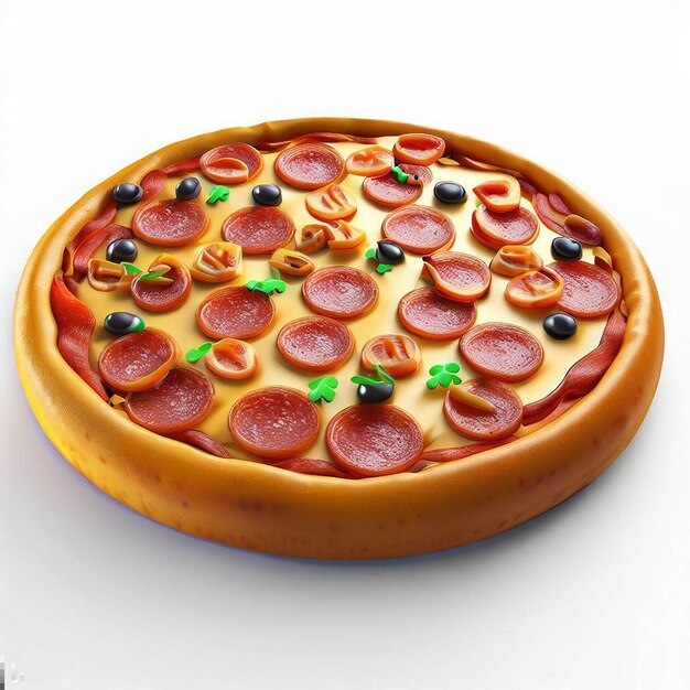 Pizza Pepperoni realista en un fondo blanco