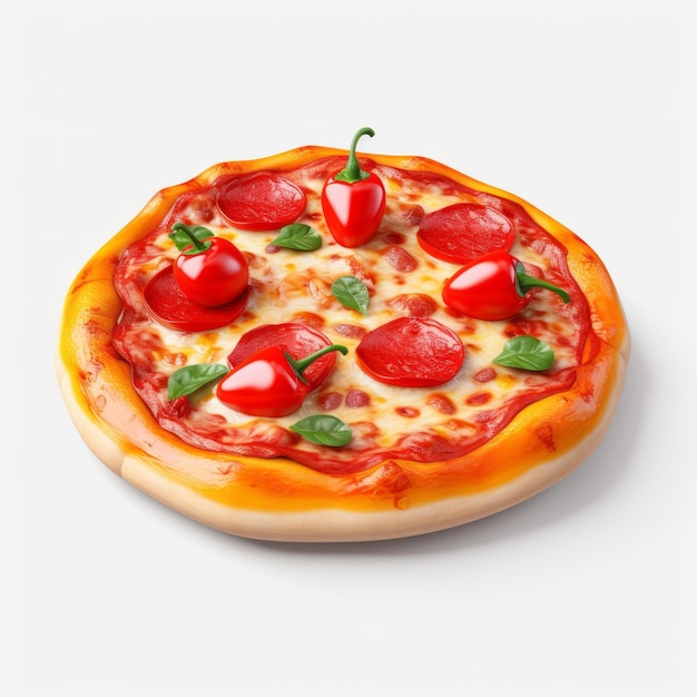 Pizza de pepperoni realista sobre fondo blanco 3d Pngs