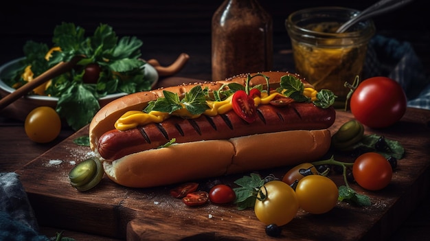 Pizza y perrito caliente derretidos en la mesa