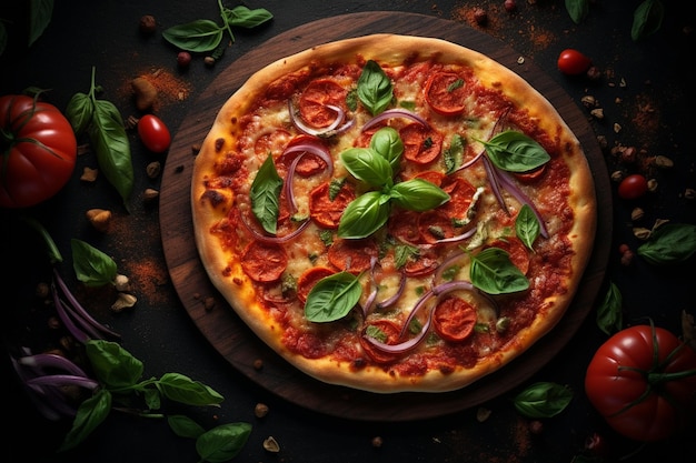 Pizza quadrada deliciosa de alto ângulo com pepperoni