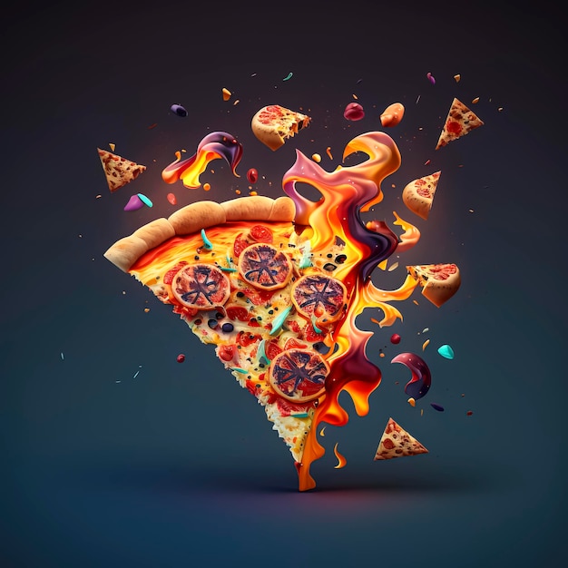 Pizza que leva você em uma jornada: deixe este prazer voador transportá-lo para o paraíso do sabor criado com a tecnologia Generative AI