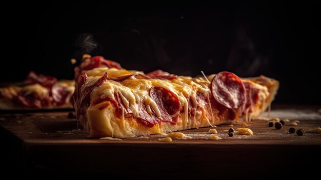 Una pizza con queso y pepperoni encima