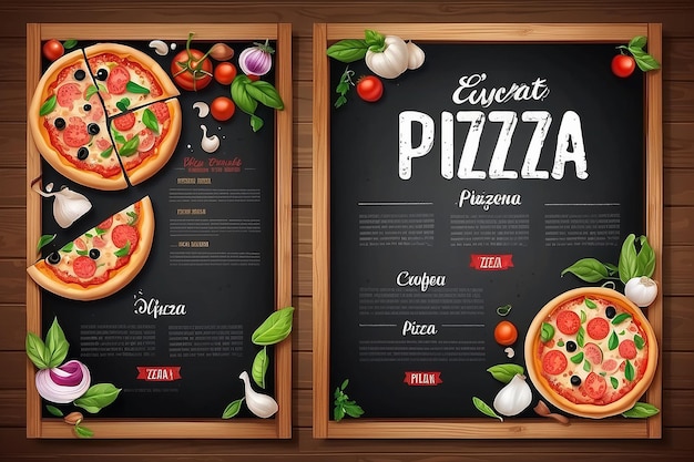 Pizza realista Pizzeria flyer vetor fundo duas pizzas verticais