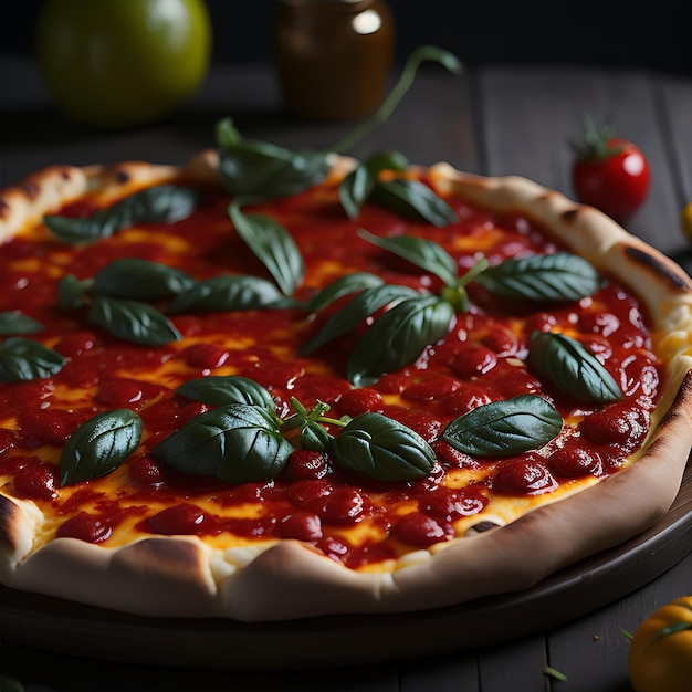 Pizza recém-assada na mesa de madeira rústica gerada por IA