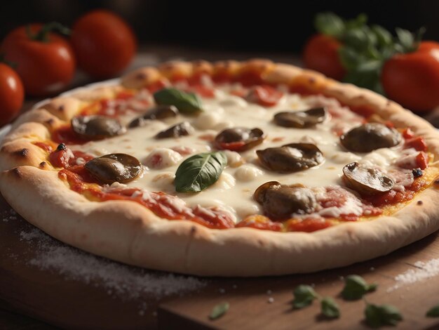 Pizza recién italiana con rebanada de queso mozzarella ai generativo