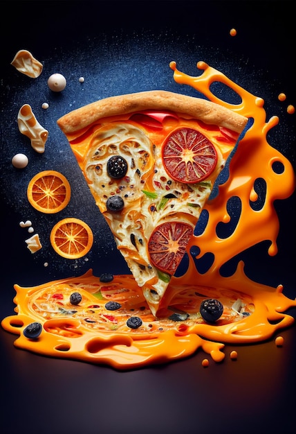 Una pizza con salsa de naranja y arándanos