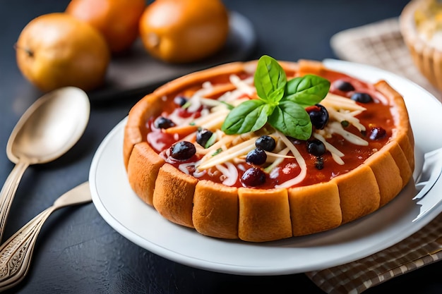 una pizza con salsa roja y un trozo de queso encima