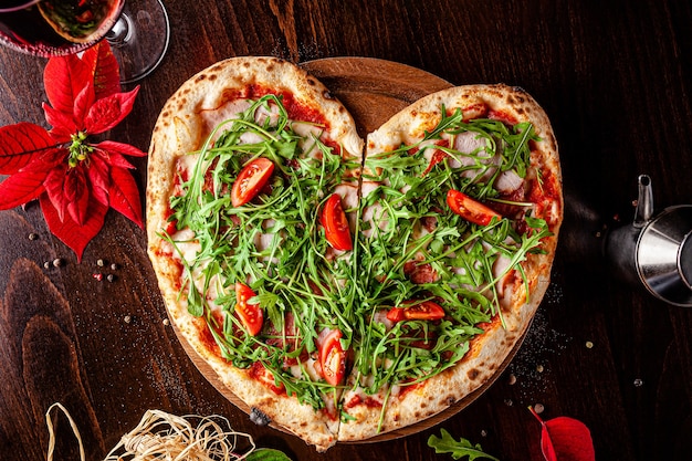 Pizza para San Valentín en forma de corazón