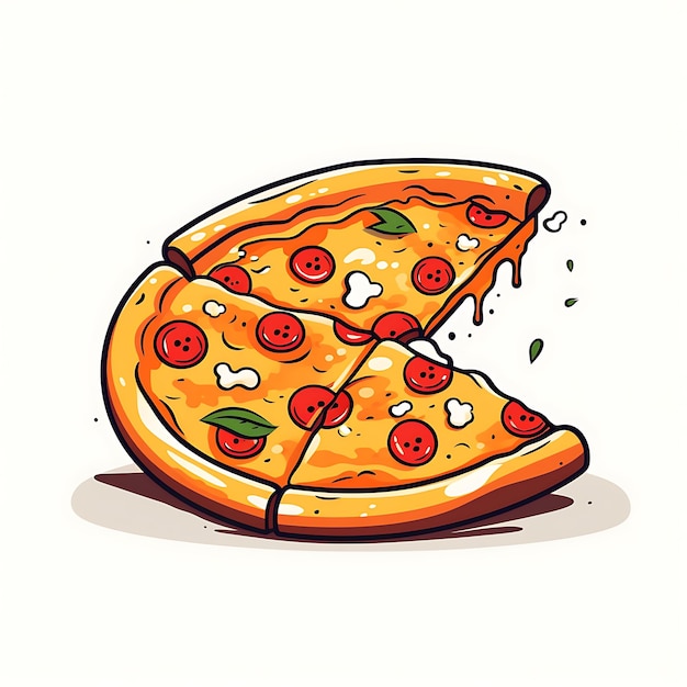 Pizza-Schnitt-Illustration auf weißem Hintergrund