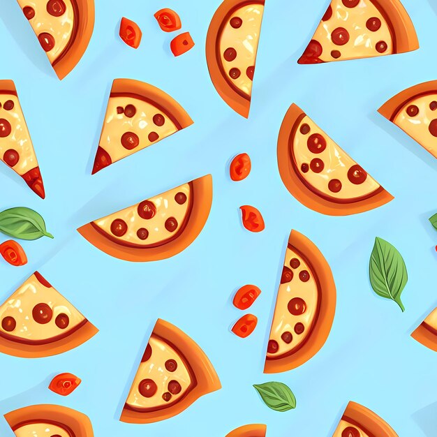 Pizza Seamless Repeat Pattern für Kinder entwirft Kakteen Pflanzen Stoffdruck Oberflächendesign Verpackung süß Generative AI