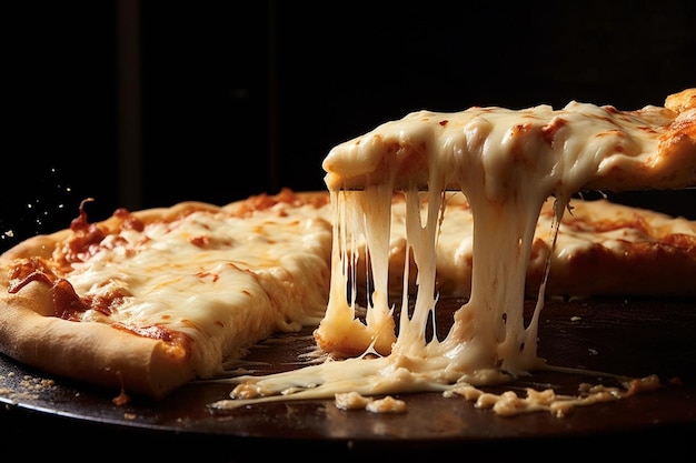 Una pizza siendo cortada dentro del horno antes de servir