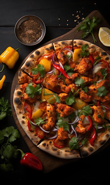 Pizza Tandoori Con Pollo A La Parrilla Llamas Tandoor Diseño De Cultura Culinaria India Y Picante Sitio Web