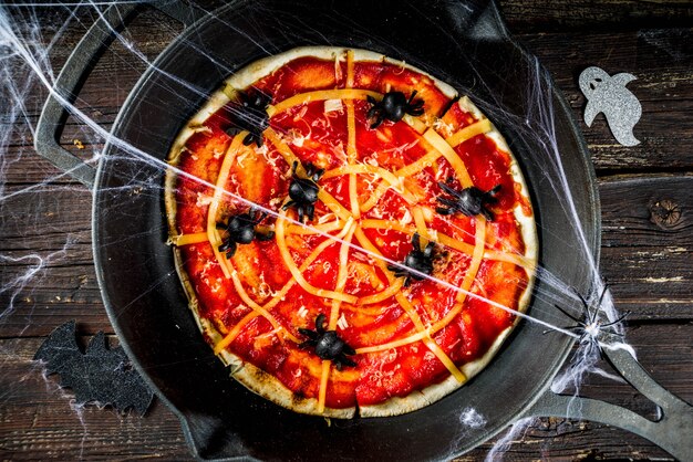 Pizza de telaraña de Halloween