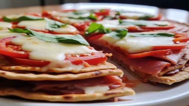 Foto pizza de tortilla de trigo entero