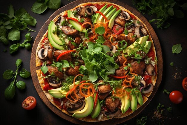 Pizza vegana con ingredientes a base de plantas Mejor fotografía de fotos de pizza