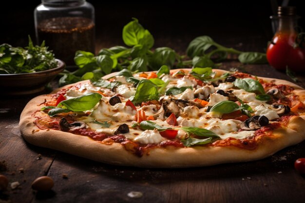 Pizza vegetariana na mesa