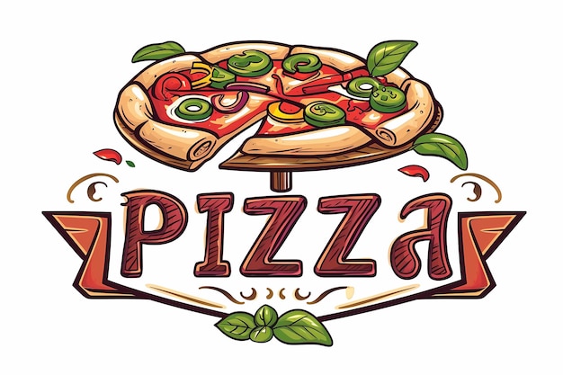 Pizza-Zeichnung Italienische Küche Zeichnung für Pizzeria Illustration für Café Illustration für Restau