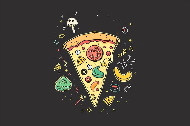 Foto pizza-zeichnung italienische küche zeichnung für pizzeria illustration für café illustration für restau