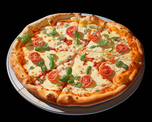 Pizzakäse Italien quattro formaggi Brie Camembert Tomatengrün Zwiebelteig