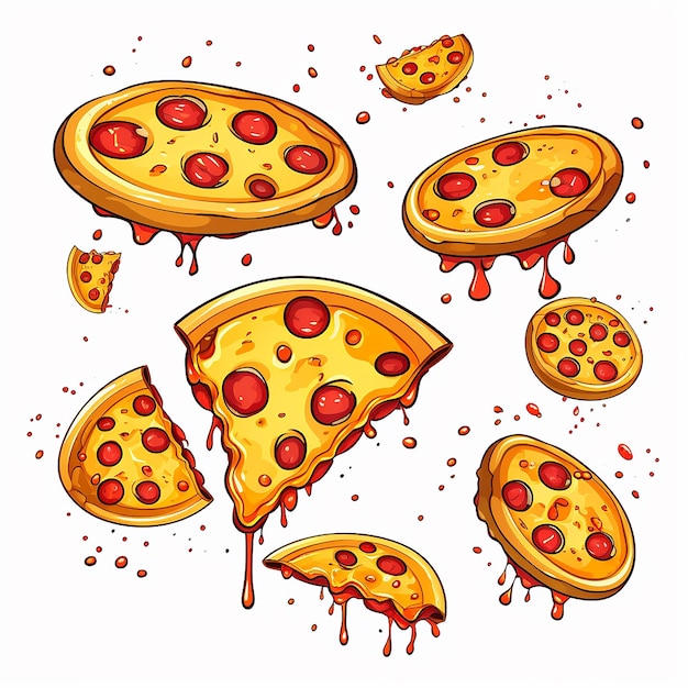 Foto pizzas pequeñas y redondas que caen