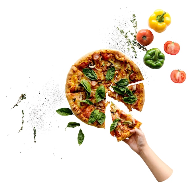 Pizzas png de mão com fundo transparente