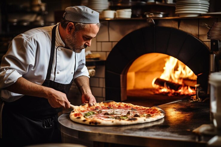 Foto pizzeria-ofen effizienz der kommerziellen küche