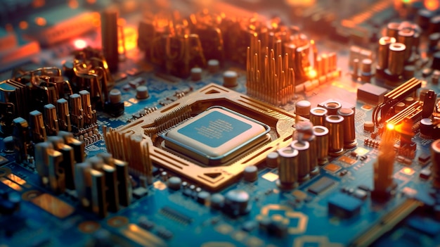 Placa base CPU y circuitos electrónicos IA generativa