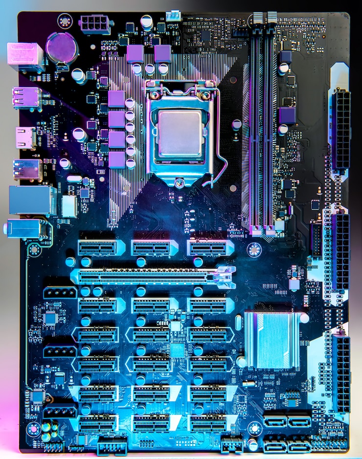 Foto placa base del ordenador sobre la mesa