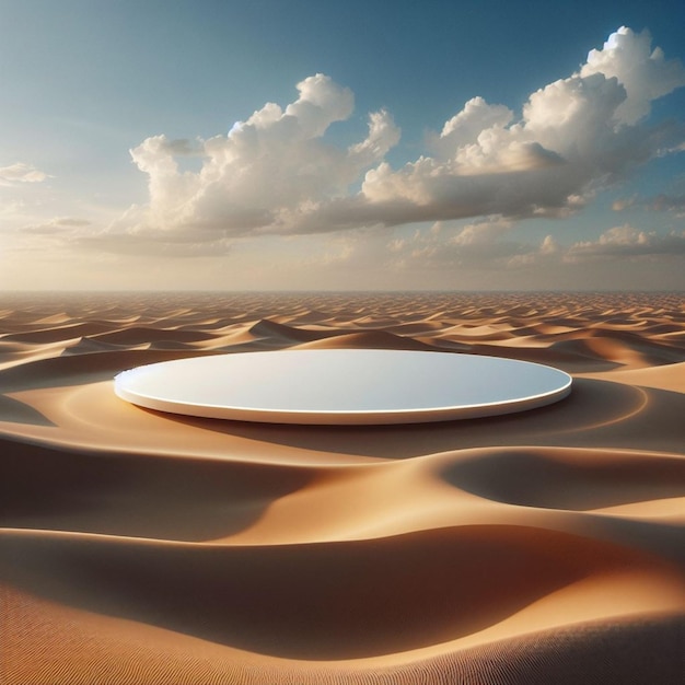 una placa blanca está en la arena en el desierto